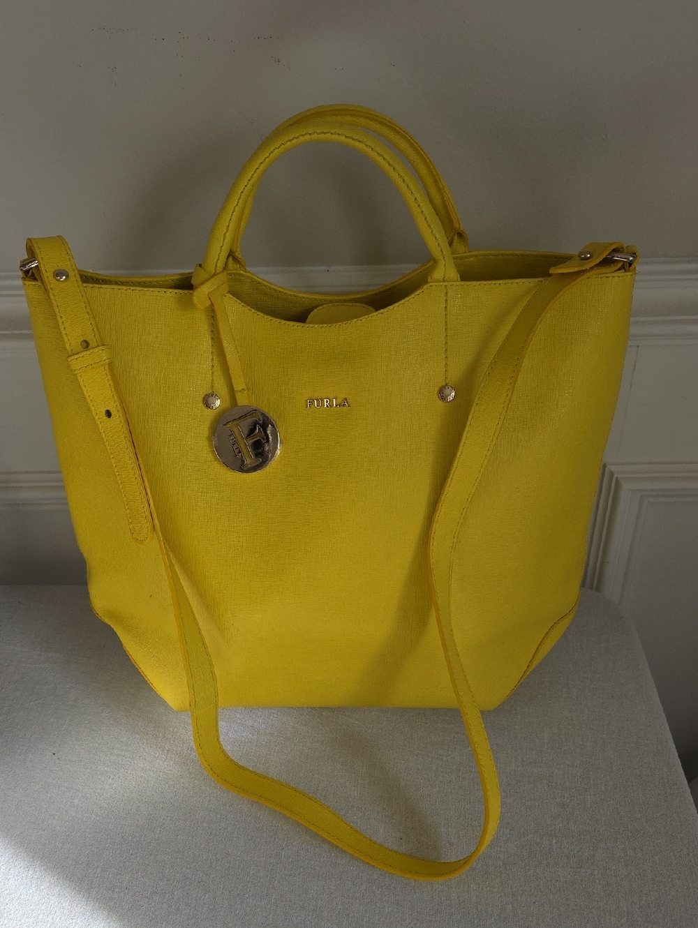 Furla Alissa Leather Tote in Sunny Yellow - Picture 2 of 11